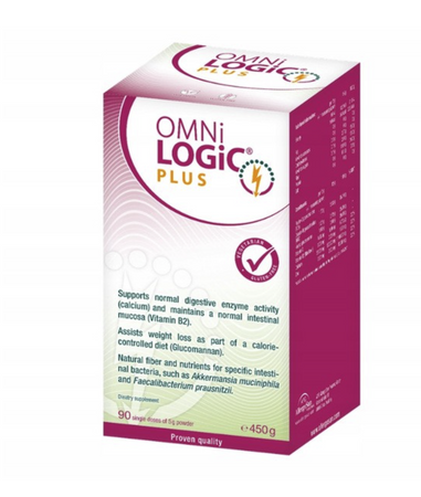 OMNi-LOGiC® PLUS – prebiotyk z GOS, FOS i glukomannanem | cynk, wit. D, B2, B3, wapń | 450 g