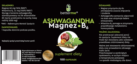 Ashwagandha + Magnez + B6 | wsparcie w stresie i zmęczeniu | KupujZdrowe.pl