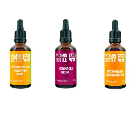 Zestaw odpornościowy 3× krople – Echinacea + ekstrakt z grejpfruta + Witamina D3