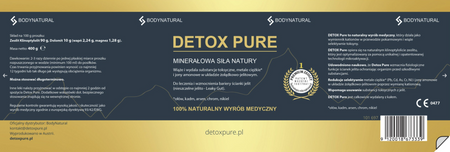 Zeolit DetoxPure 400 g – klinoptylolit, technologia PMA | oczyszczanie z metali ciężkich | wyrób medyczny