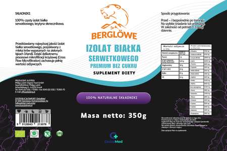 Izolat białka serwetkowego 350g PREMIUM BEZ CUKRU