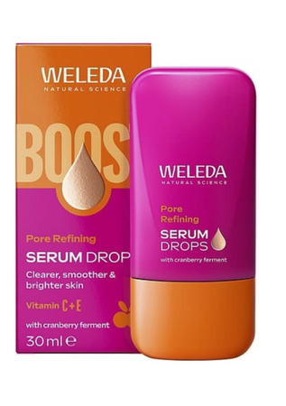 Weleda Serum w kroplach zmniejszające widoczność porów 30 ml | witamina C + E, ferment z żurawiny | wyrównuje koloryt
