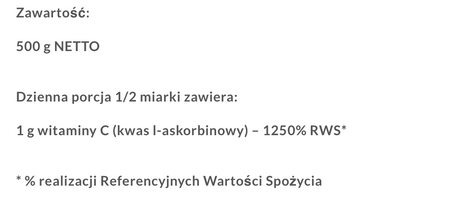 Witamina C w proszku 100% kwas L-askorbinowy 500g