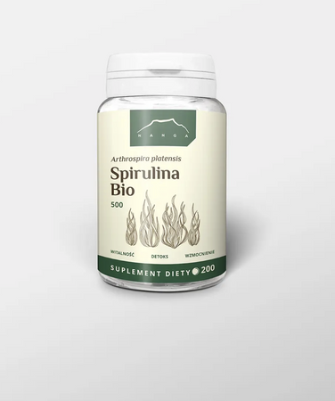 Spirulina Bio w tabletkach 500 mg – 100% naturalna alga 200 kapsułek