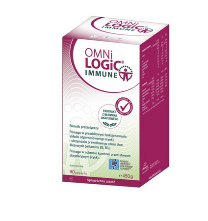 OMNi-LOGiC® IMMUNE – prebiotyk na odporność | skrobia oporna + guma akacjowa | wit. D, B2, B3, cynk, wapń | 450 g