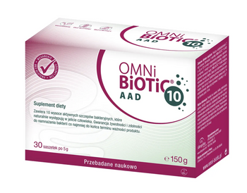 OMNi-BiOTiC® 10 AAD – synbiotyk na czas antybiotykoterapii (10 szczepów, 5 mld CFU) 30 saszetek 
