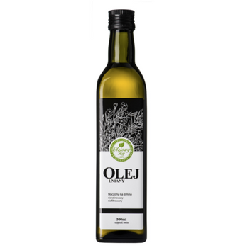 Olej lniany tłoczony na zimno 500 ml – świeży olej lniany bogaty w omega-3 | Olejowy Raj