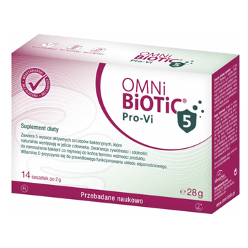 OMNi‑BiOTiC Pro‑Vi 5 14 saszetek – synbiotyk z wit. D, wspiera odporność, skraca infekcje
