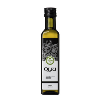 Olej lniany tłoczony na zimno 250 ml – świeży olej lniany bogaty w omega-3 | Olejowy Raj