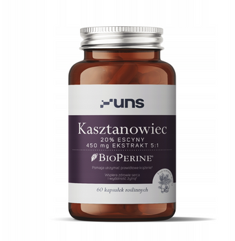 Kasztanowiec i BioPerine 60 kapsułek, niewydolność żylna, ciężkie nogi