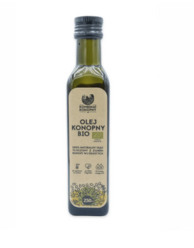 Olej konopny BIO – 250 ml | tłoczony na zimno | Omega 3-6 | Złoty kolor, orzechowy smak