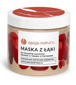 Maska z łąki do włosów suchych 200 ml – granat, trawa cytrynowa, keratyna i elastyna | Opcja Natura